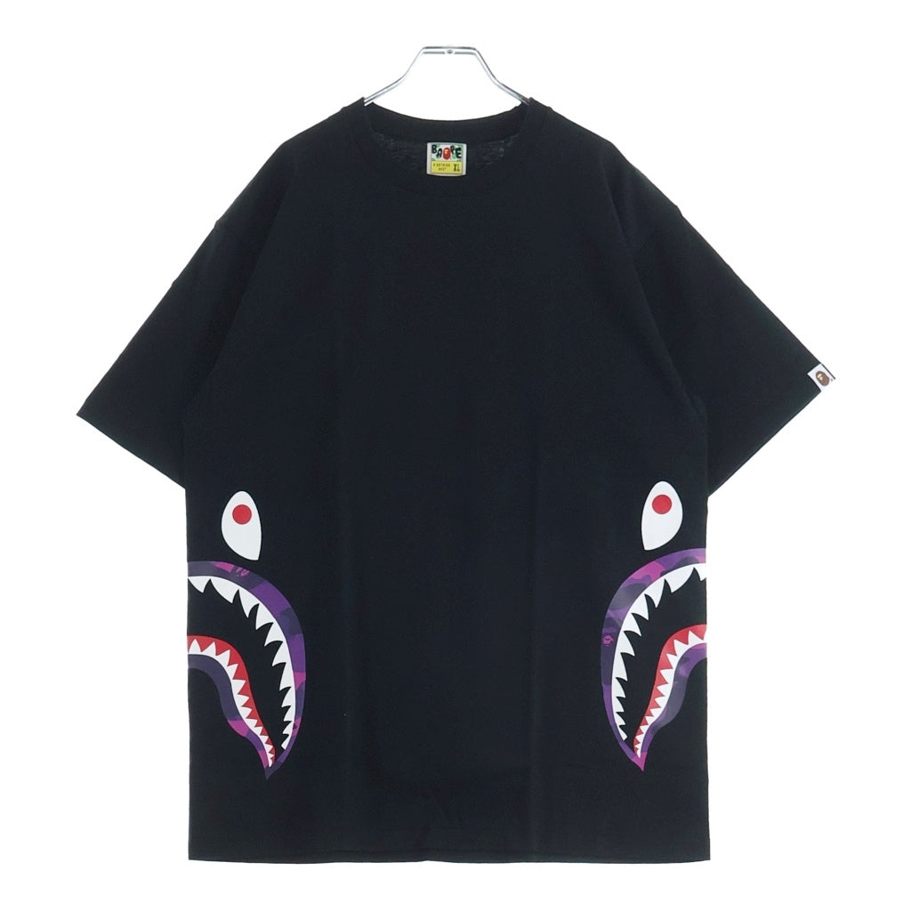 BAPE BY A BATHING APE(ベイプ ア ベイシング エイプ) Color Camo Side Shark Tee カラーカモ サイドシャーク プリント クルーネック 半袖Tシャツ カットソー ブラック