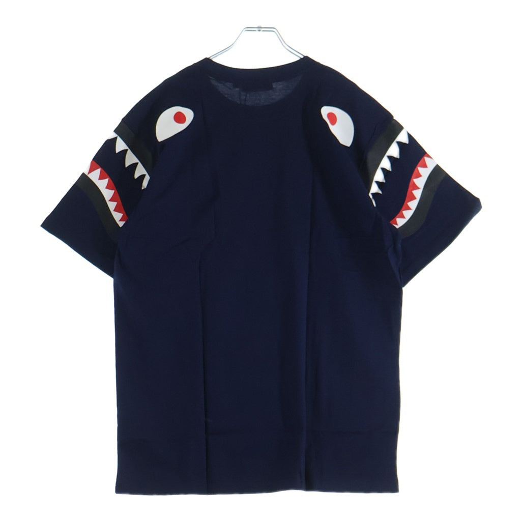 A BATHING APE(アベイシングエイプ) Shark Shoulder Tee シャーク ショルダープリント クルーネック 半袖Tシャツ カットソー ネイビー