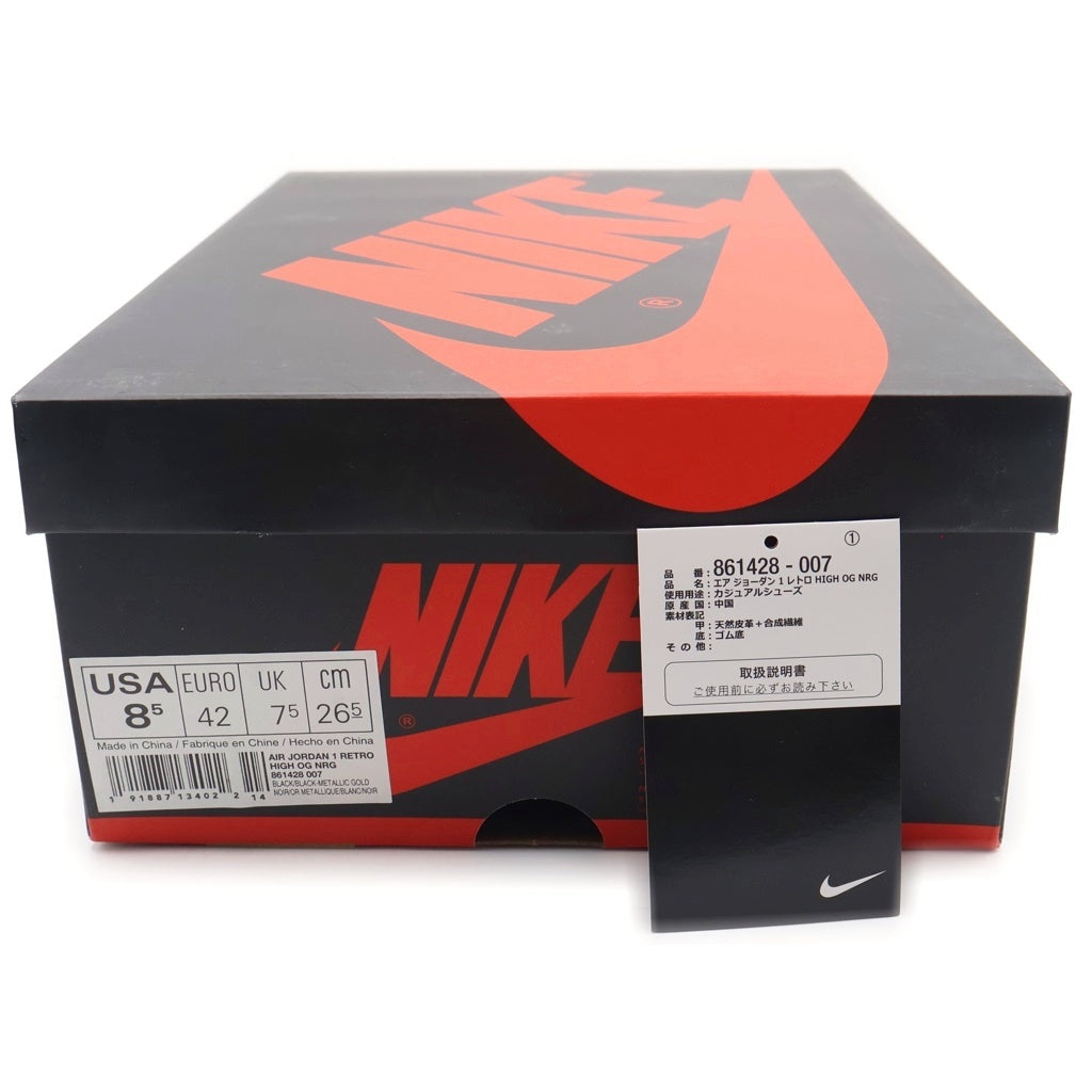 NIKE(ナイキ) AIR JORDAN 1 RETRO HIGH OG NRG GOLD TOE 861428-007 エアジョーダン1 ゴールドトゥ ハイカットスニーカー ゴールド/ブラック US8.5/26.5cm