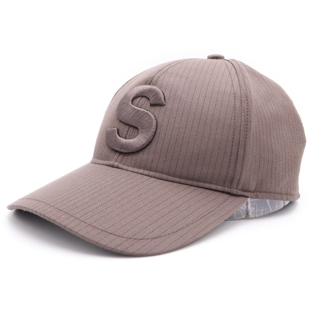 Sacai(サカイ) 25SS S CAP Sロゴ ストライプ ウール ベースボールキャップ 帽子 ブラウン 25-0948S