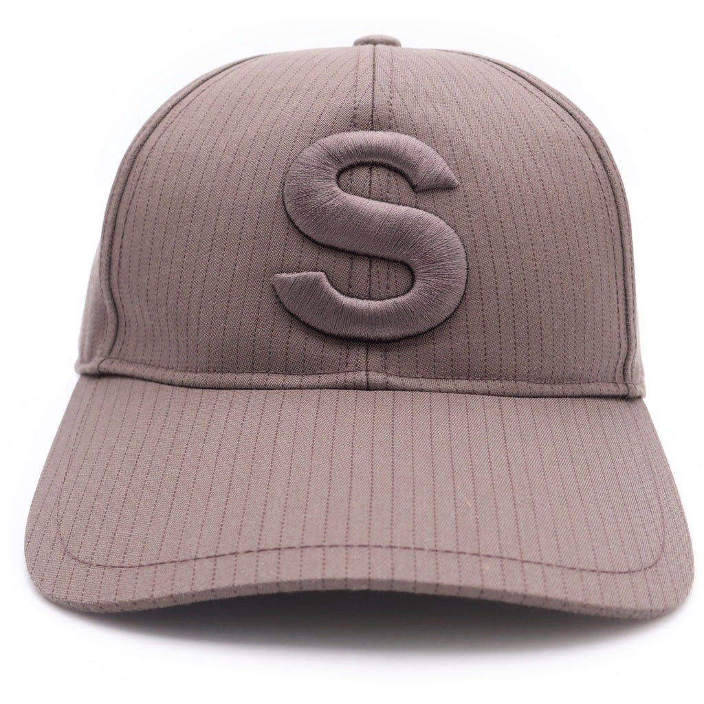 Sacai(サカイ) 25SS S CAP Sロゴ ストライプ ウール ベースボールキャップ 帽子 ブラウン 25-0948S