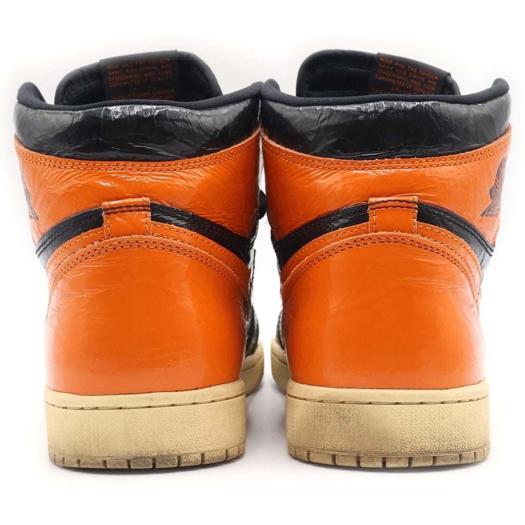 NIKE(ナイキ) AIR JORDAN1 RETRO HIGH OG 555088-028 エアジョーダン1 シャッタード バックボード3.0 ハイカットスニーカー ブラック/オレンジ US9.5/27.5cm