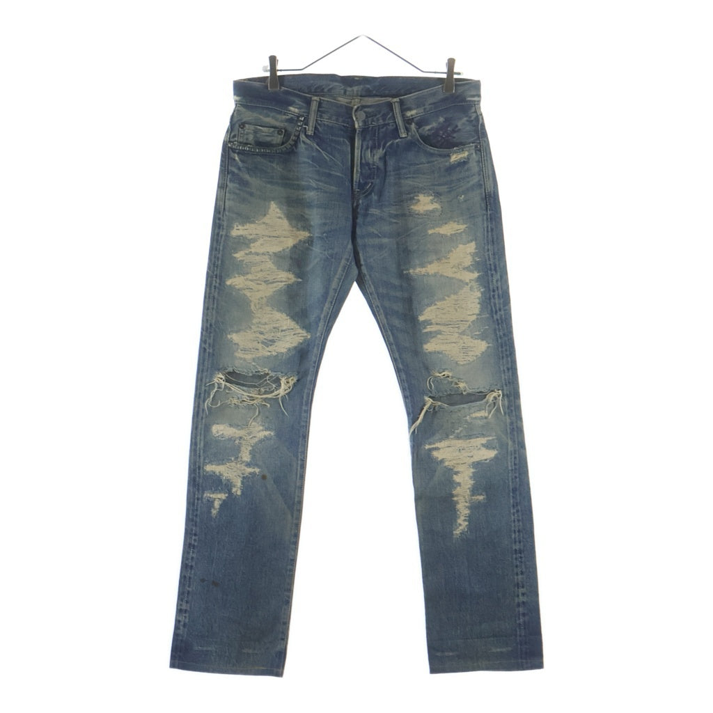 HYSTERIC GLAMOUR(ヒステリックグラマー) SCAB スキャブ ロックスタッズ ダメージ加工 リペア デニムパンツ インディゴ 4AP-2123
