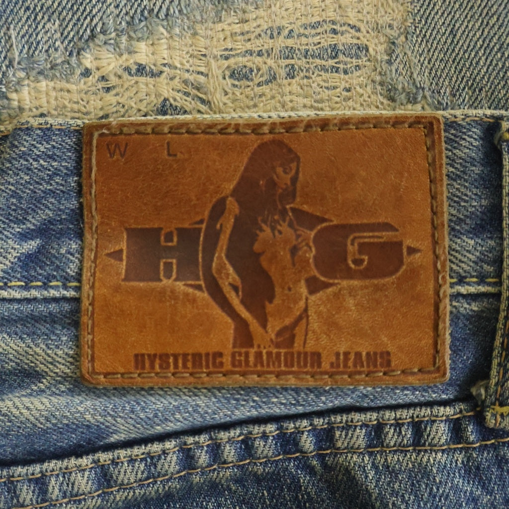 HYSTERIC GLAMOUR(ヒステリックグラマー) SCAB スキャブ ロックスタッズ ダメージ加工 リペア デニムパンツ インディゴ 4AP-2123