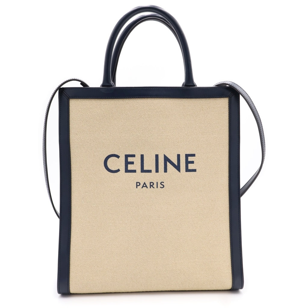CELINE(セリーヌ) バーティカル カバ スモール キャンバス 2WAY トートバッグ ハンドバッグ ショルダーバッグ ベージュ/ブラック レディース