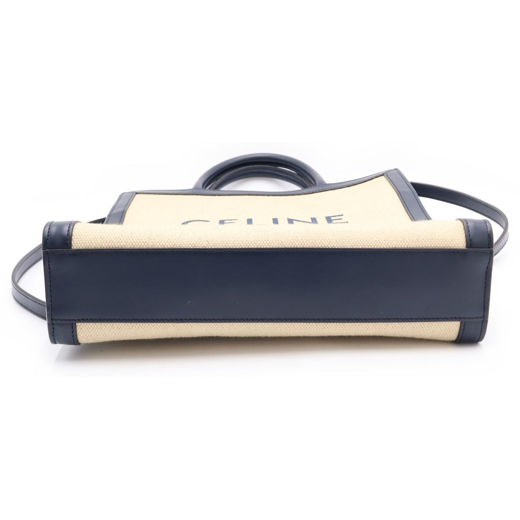 CELINE(セリーヌ) バーティカル カバ スモール キャンバス 2WAY トートバッグ ハンドバッグ ショルダーバッグ ベージュ/ブラック レディース