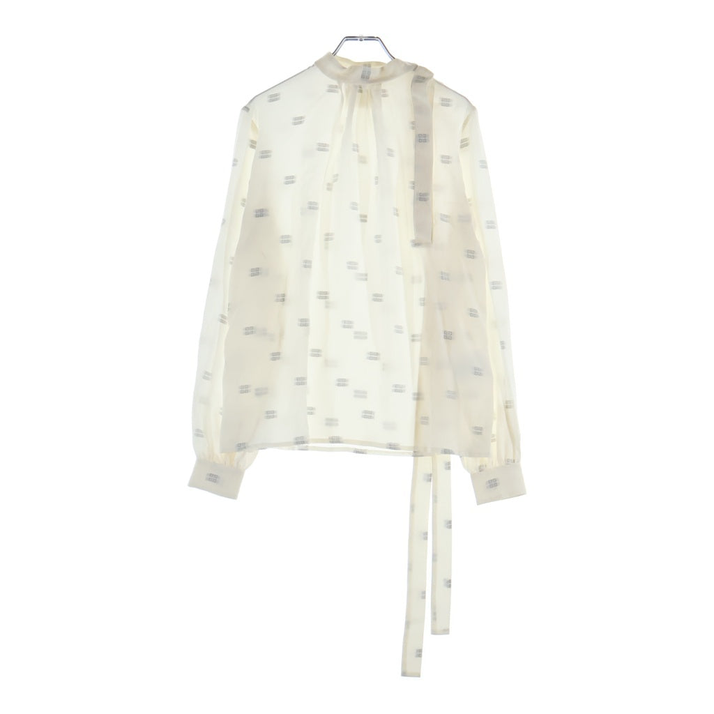 GIVENCHY(ジバンシィ) シグネチャーロゴ シルク 長袖カットソー シャツ ホワイト レディース
