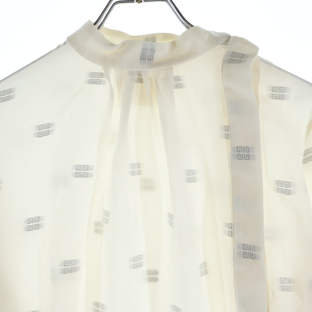 GIVENCHY(ジバンシィ) シグネチャーロゴ シルク 長袖カットソー シャツ ホワイト レディース