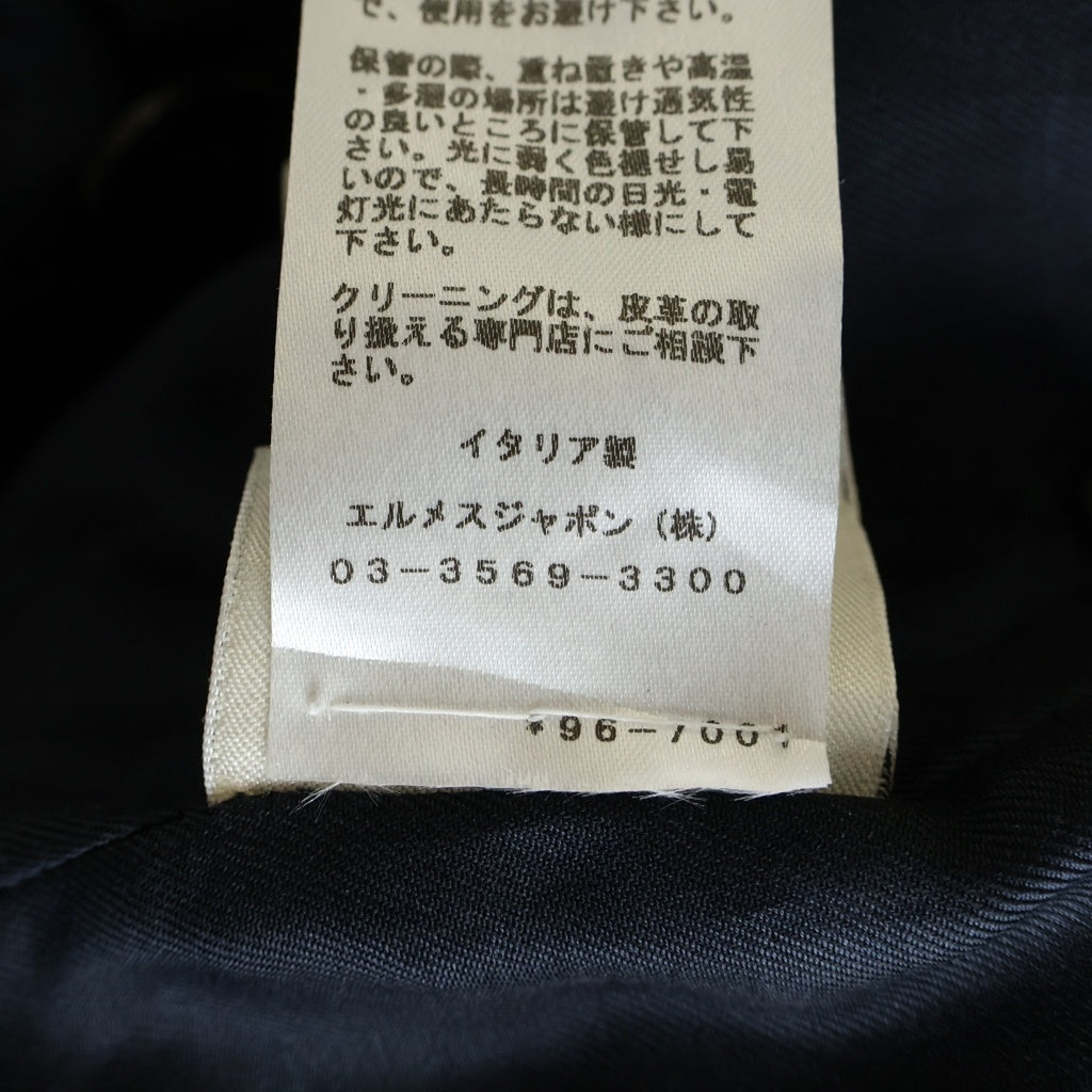 HERMES(エルメス) ディアスキン 鹿革 セリエボタン レザーベスト ロングジレ ブラック レディース