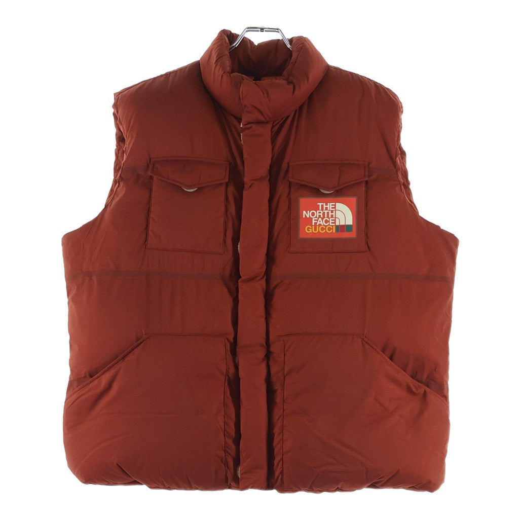 GUCCI(グッチ) ×THE NORTH FACE ザノースフェイス ジップアップ ナイロン グースダウンベスト オレンジ 663761 XAAC1