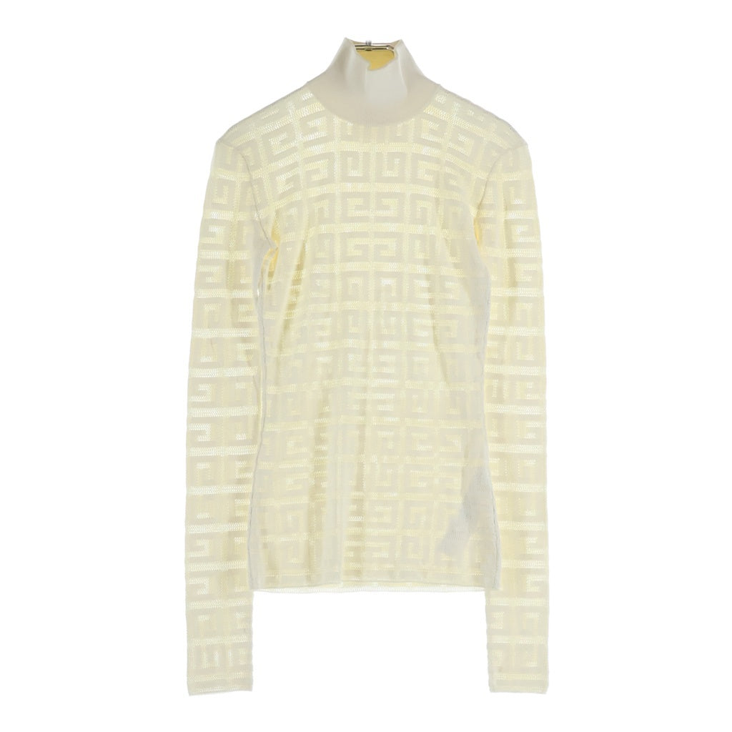 GIVENCHY(ジバンシィ) シグネチャーロゴ スタンドネック レーヨン 総柄 ニットセーター ホワイト レディース