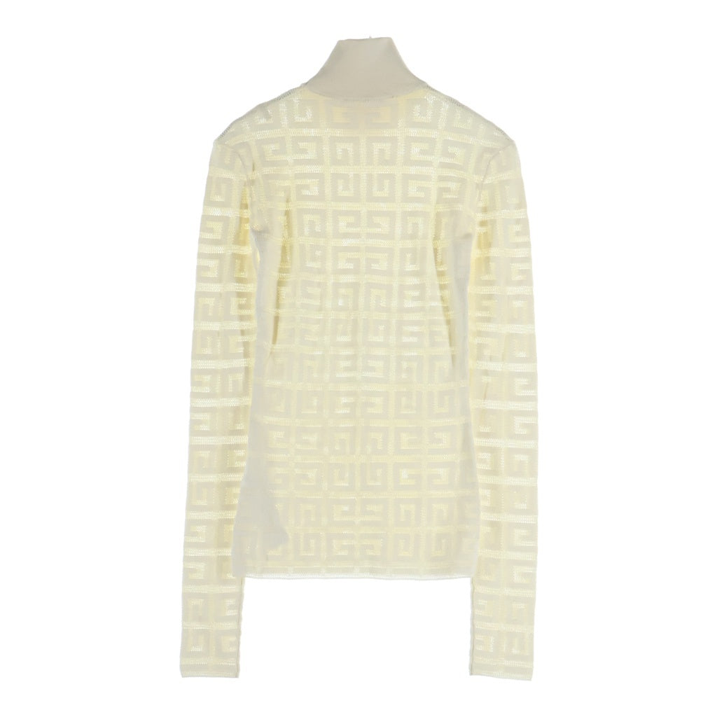 GIVENCHY(ジバンシィ) シグネチャーロゴ スタンドネック レーヨン 総柄 ニットセーター ホワイト レディース