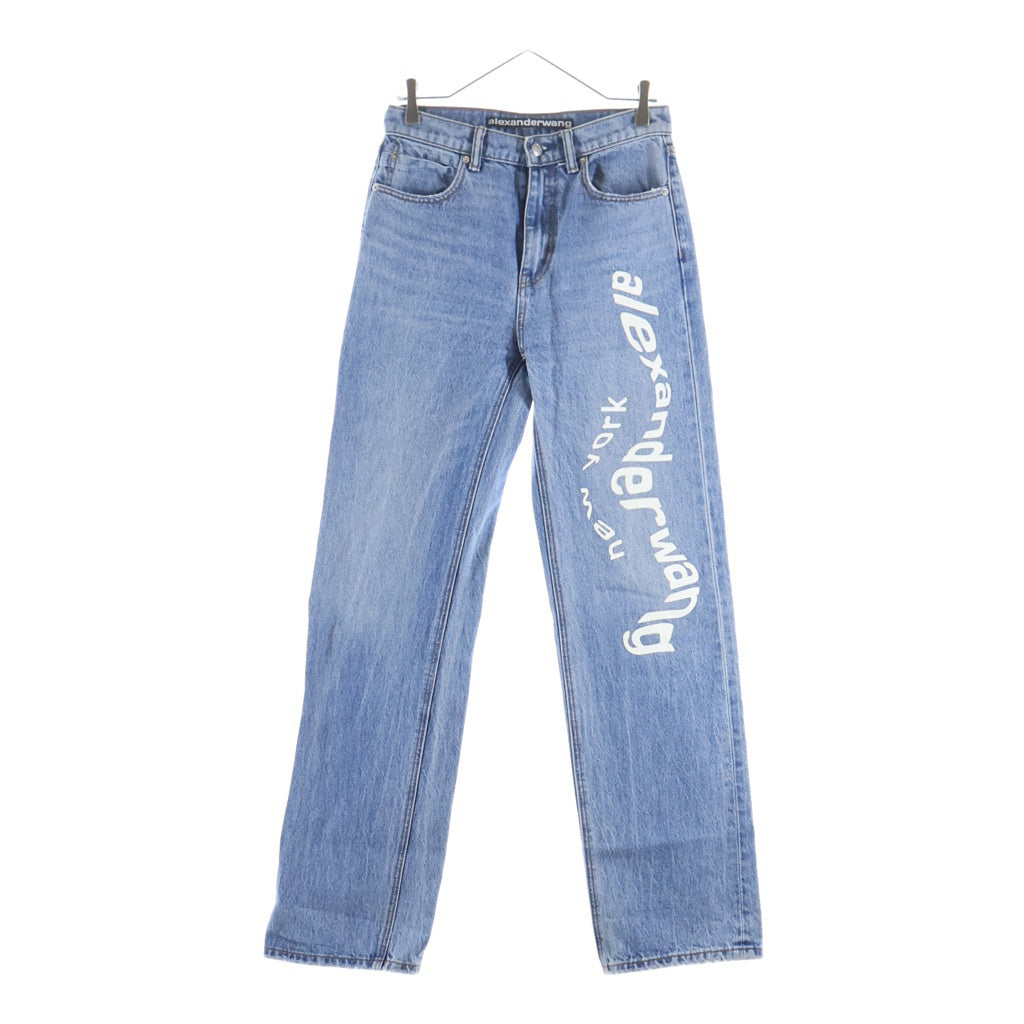 ALEXANDER WANG(アレキサンダーワン) ロゴプリント ジップフライ デニムパンツ ジーンズ レディース インディゴ