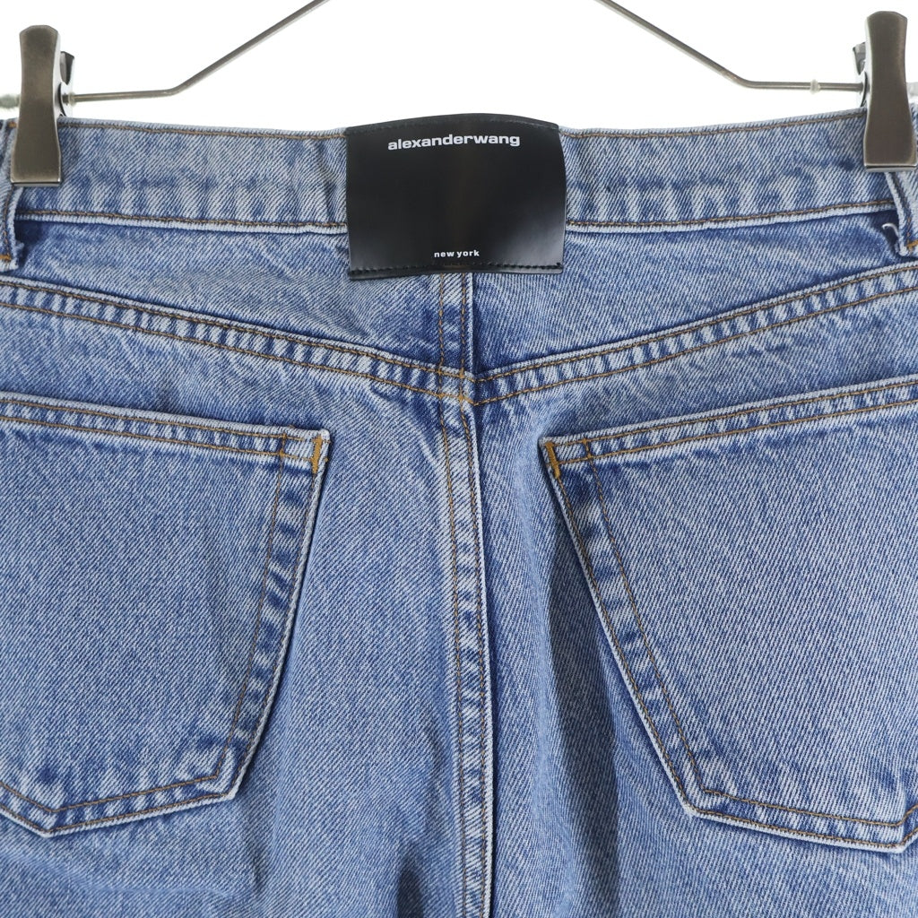 ALEXANDER WANG(アレキサンダーワン) ロゴプリント ジップフライ デニムパンツ ジーンズ レディース インディゴ