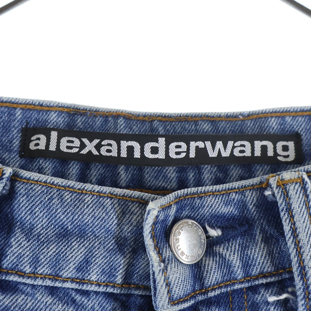 ALEXANDER WANG(アレキサンダーワン) ロゴプリント ジップフライ デニムパンツ ジーンズ レディース インディゴ