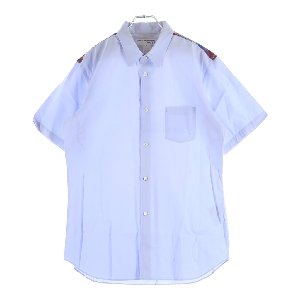 COMME des GARCONS SHIRT BOY(コムデギャルソンシャツボーイ) ショルダーチェック柄 半袖シャツ ブルー