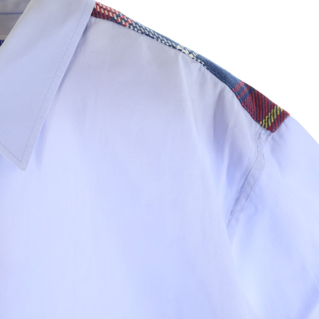 COMME des GARCONS SHIRT BOY(コムデギャルソンシャツボーイ) ショルダーチェック柄 半袖シャツ ブルー