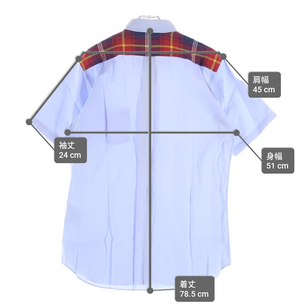 COMME des GARCONS SHIRT BOY(コムデギャルソンシャツボーイ) ショルダーチェック柄 半袖シャツ ブルー