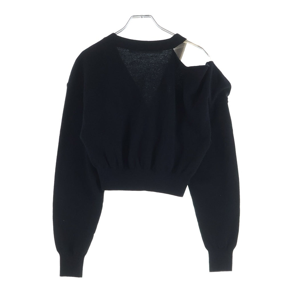ALEXANDER WANG(アレキサンダーワン) ウール ビスコース カシミア スナップボタン ショート丈 カーディガン ブラック レディース