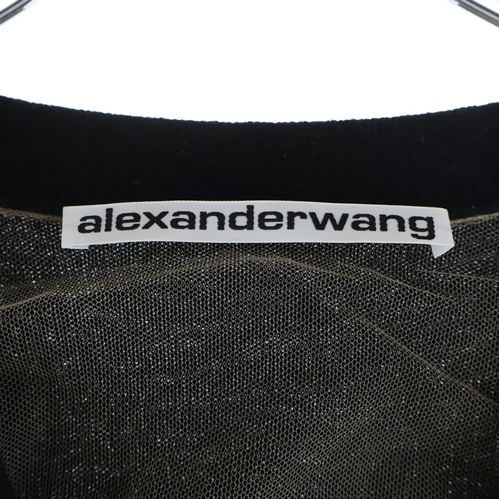 ALEXANDER WANG(アレキサンダーワン) ウール ビスコース カシミア スナップボタン ショート丈 カーディガン ブラック レディース