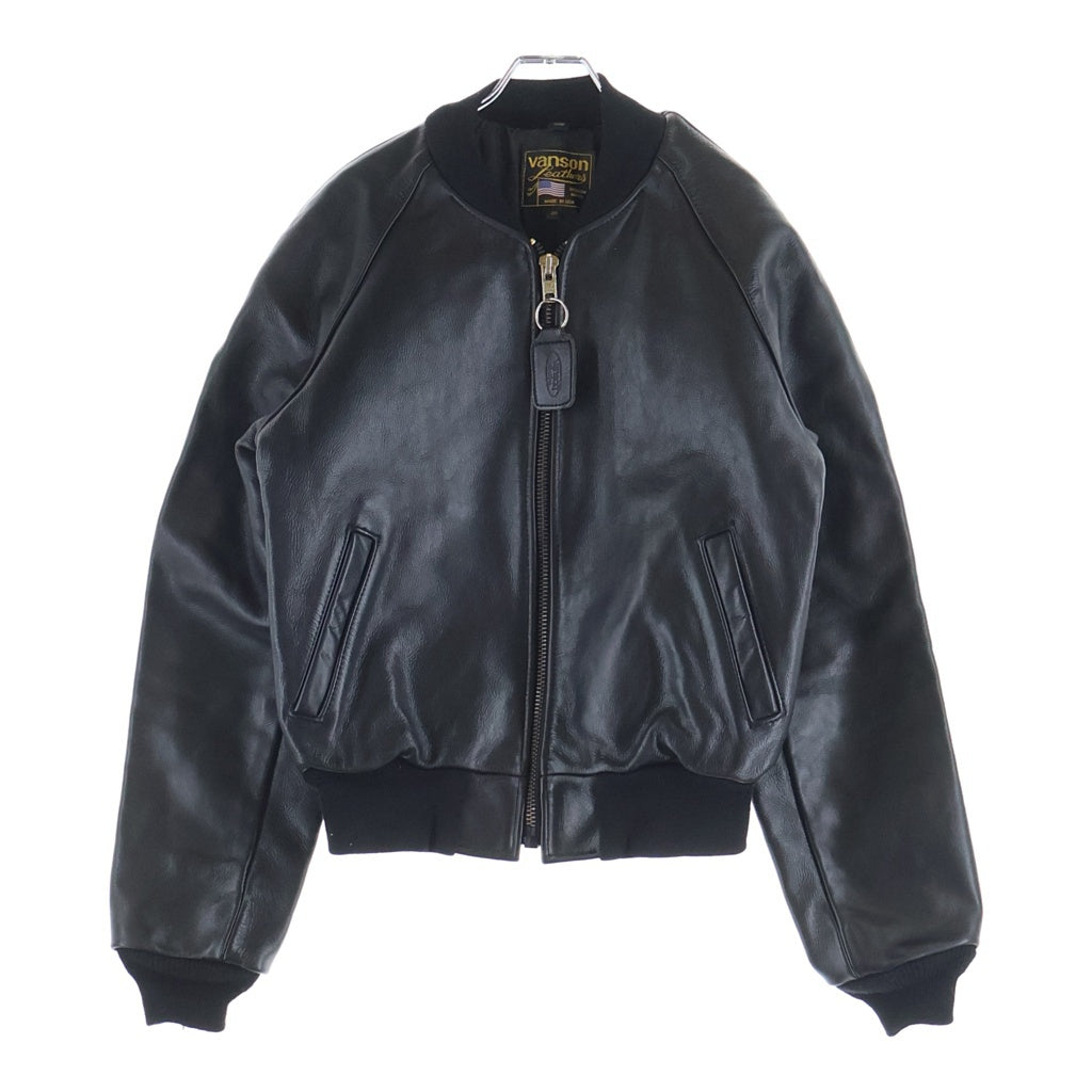 VANSON(バンソン) Team Jacket カウレザー ジップアップ フライト ボンバー チームジャケット ブラック 18864