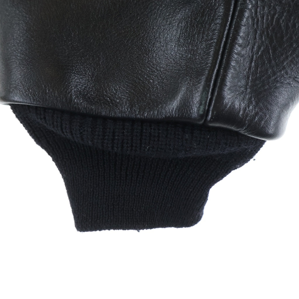 VANSON(バンソン) Team Jacket カウレザー ジップアップ フライト ボンバー チームジャケット ブラック 18864