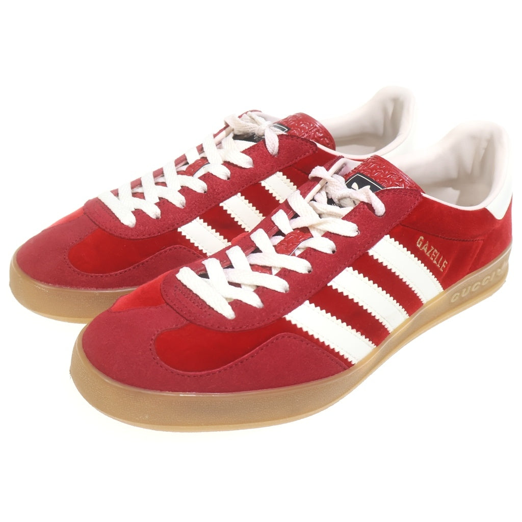 GUCCI(グッチ) ×adidas Gazelle HQ8853 アディダス ガゼル ベルベット ローカットスニーカー レッド