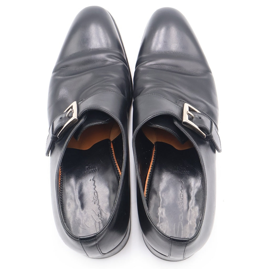 Santoni(サントーニ) シングルモンク レザーシューズ ローファー 革靴 ブラック 9 1/2 16486