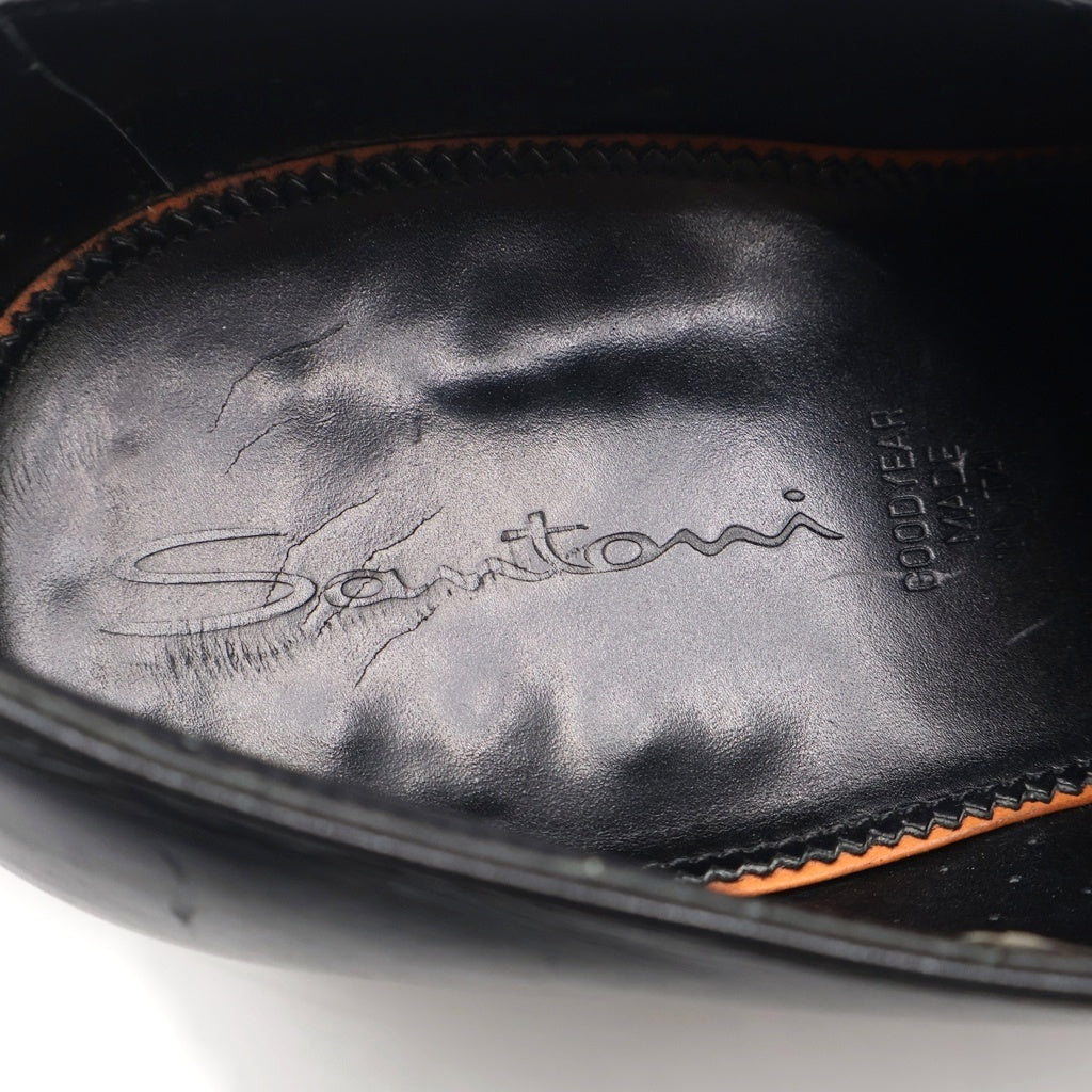 Santoni(サントーニ) シングルモンク レザーシューズ ローファー 革靴 ブラック 9 1/2 16486