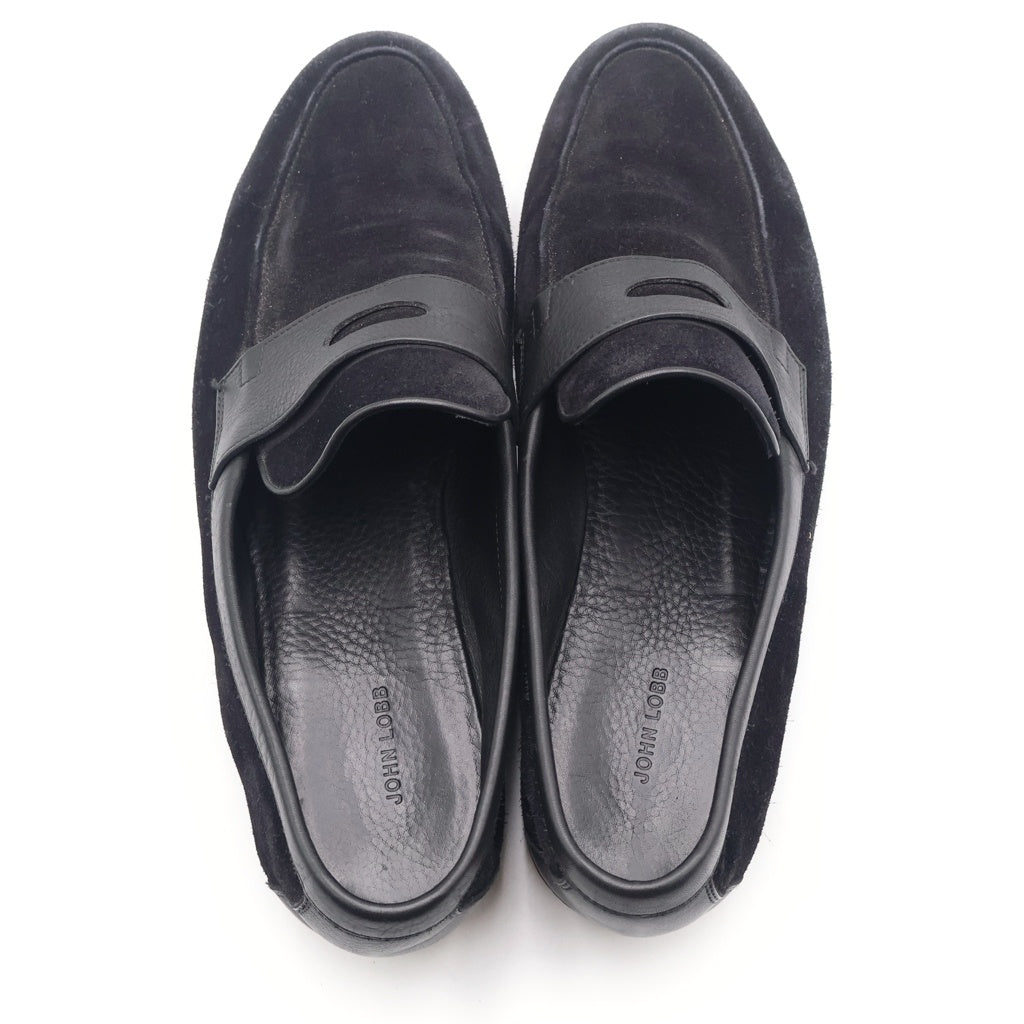 JOHN LOBB(ジョンロブ) HENDRA スウェードレザー コインローファー シューズ 革靴 ブラック 9 1/2