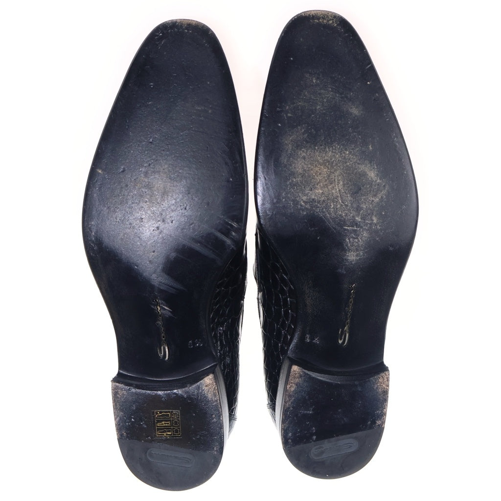 Santoni(サントーニ) クロコダイルレザー コインローファー ドレスシューズ 革靴 ブラック US10.5 6949