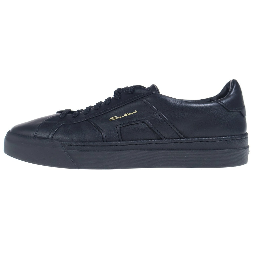 Santoni(サントーニ) ダブルバックル レザーローカットスニーカー ブラック US12
