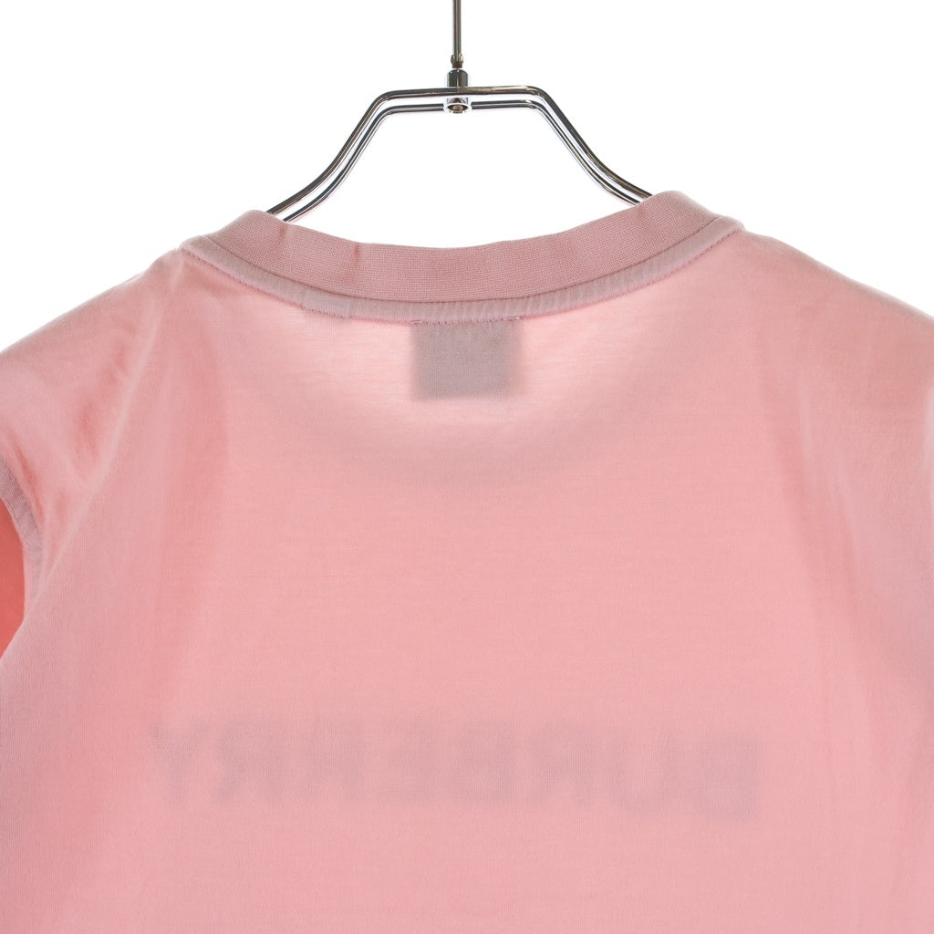 BURBERRY(バーバリー) フロント ラバーロゴ クルーネック半袖Tシャツカットソー ピンク 8067529 レディース