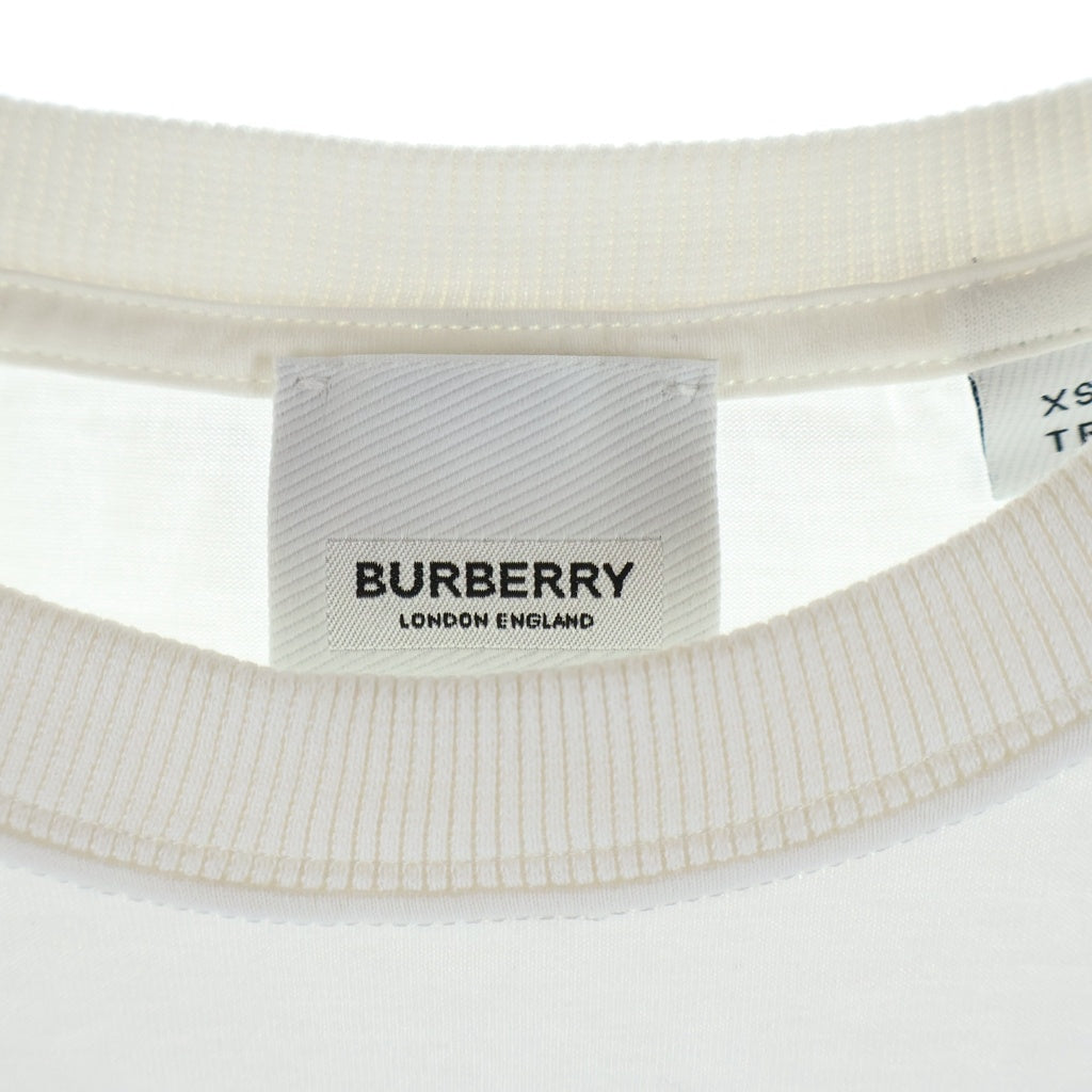 BURBERRY(バーバリー) レターロゴ刺繍 クルーネック半袖Tシャツカットソーホワイト 8071668 レディース
