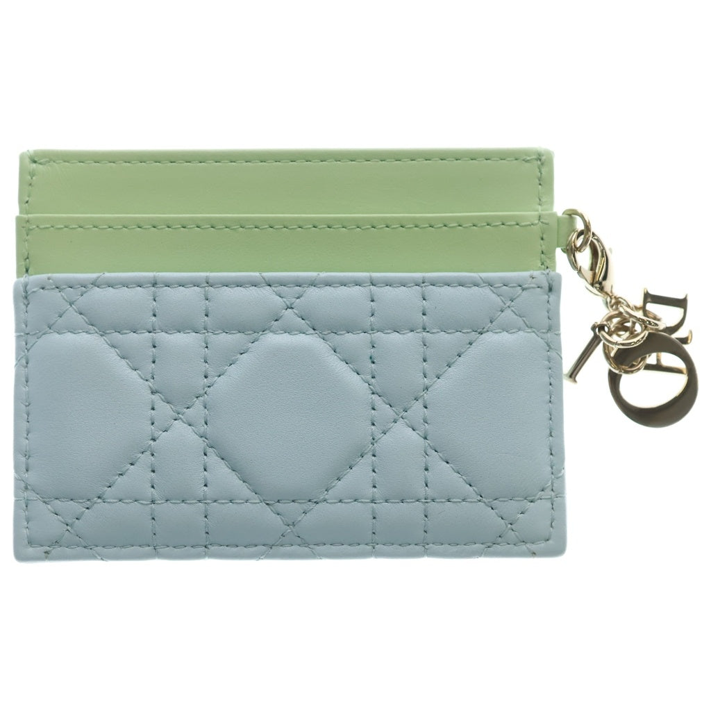 Christian Dior(クリスチャンディオール) レディディオール フリージア ラムスキン レザー カードケース ライトグリーン/ライトブルー レディース