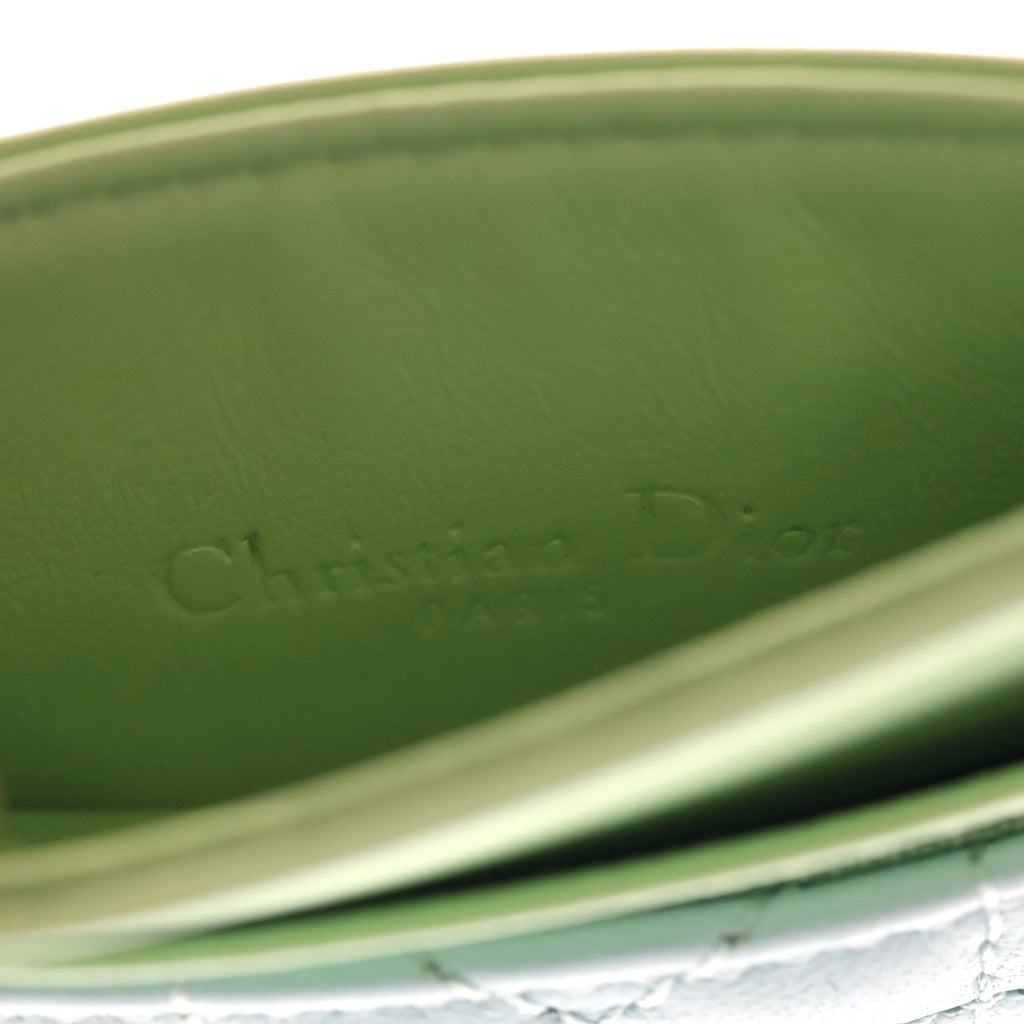 Christian Dior(クリスチャンディオール) レディディオール フリージア ラムスキン レザー カードケース ライトグリーン/ライトブルー レディース