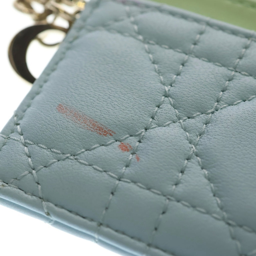Christian Dior(クリスチャンディオール) レディディオール フリージア ラムスキン レザー カードケース ライトグリーン/ライトブルー レディース