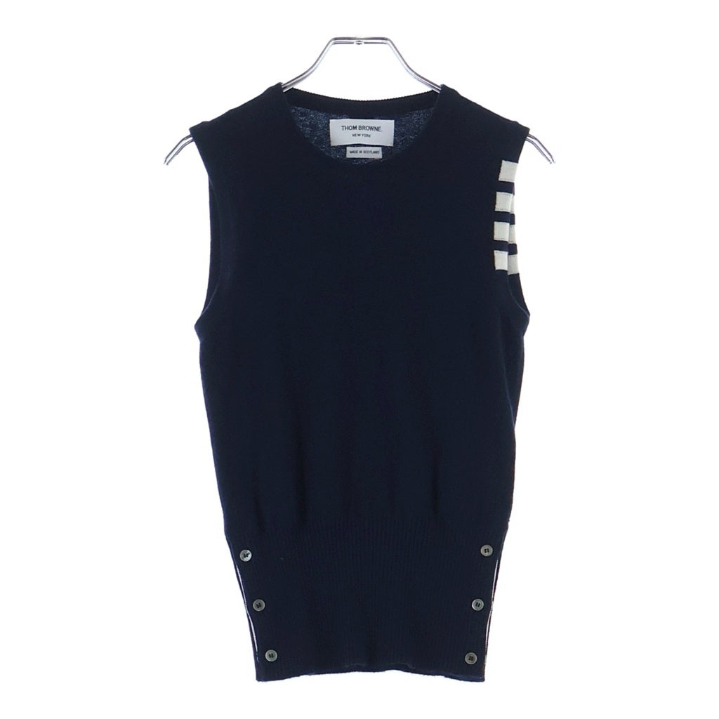 THOM BROWNE(トムブラウン) 4Bar 4バー カシミヤニット ノースリーブ タンクトップ ネイビー FKV001A-00011-415 レディース