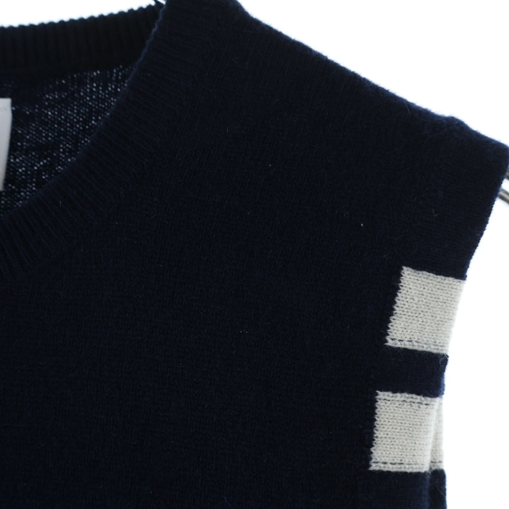 THOM BROWNE(トムブラウン) 4Bar 4バー カシミヤニット ノースリーブ タンクトップ ネイビー FKV001A-00011-415 レディース