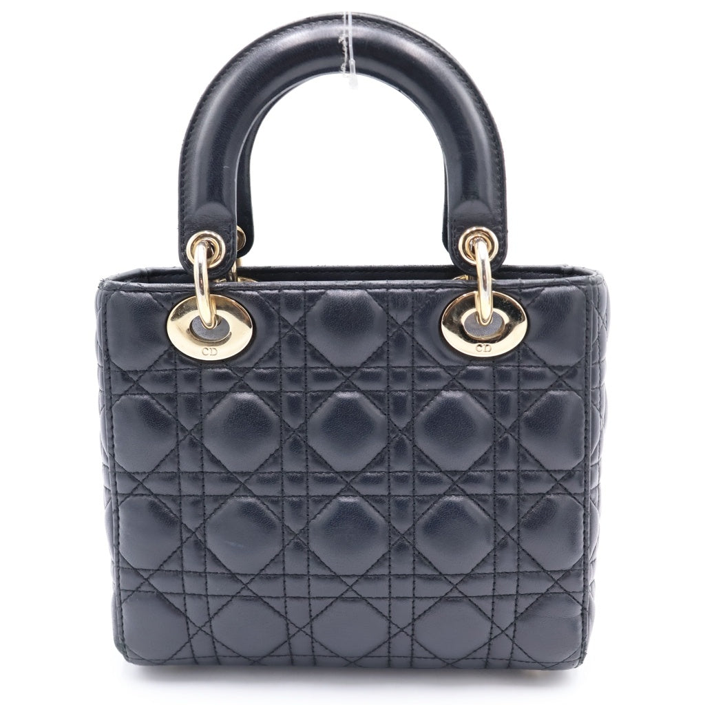 Christian Dior(クリスチャンディオール) Lady Dior My ABCDior レディディオール スモール カナージュラムスキン ハンドショルダーバッグ ネイビー レディース