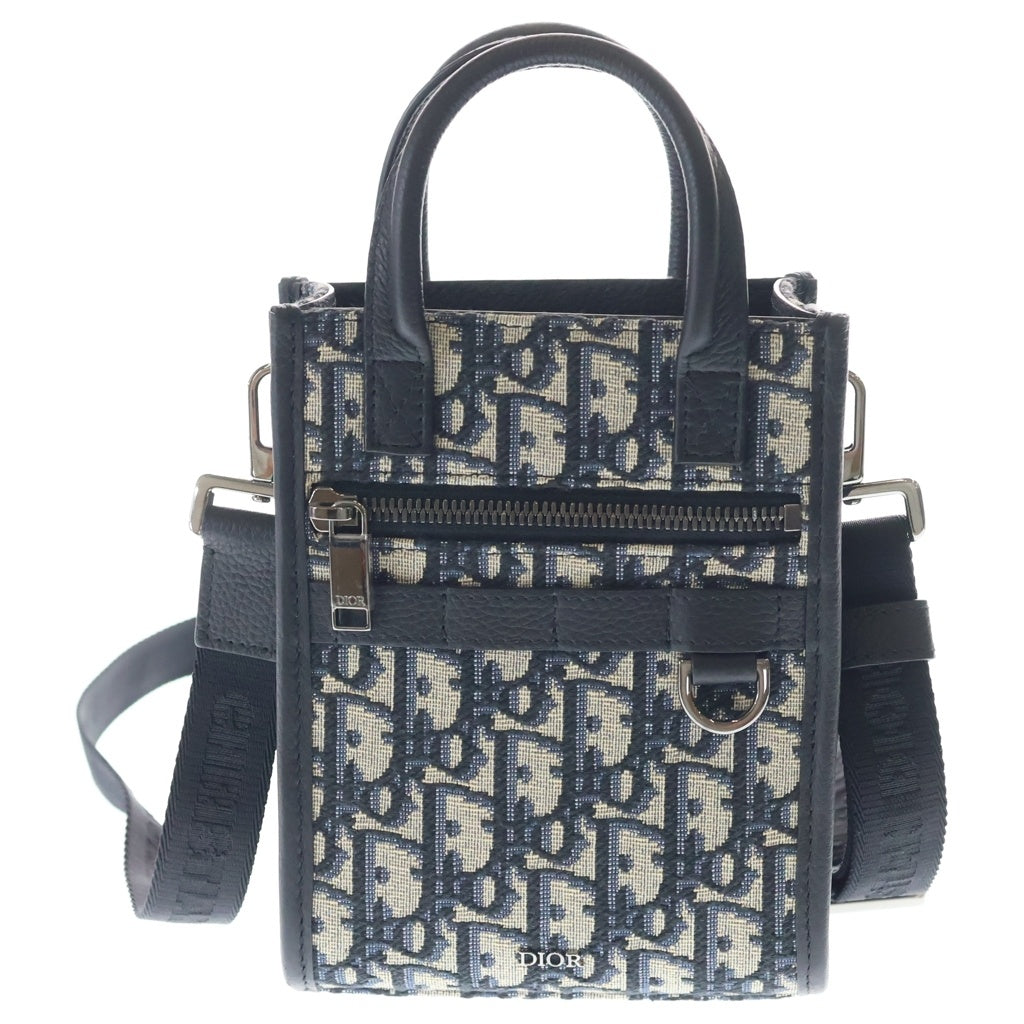Christian Dior(クリスチャンディオール) ノースサウス ミニ トート オブリークジャガード ハンド ショルダーバッグ グレー/ネイビー 2ESWS017YKY_H27E レディース