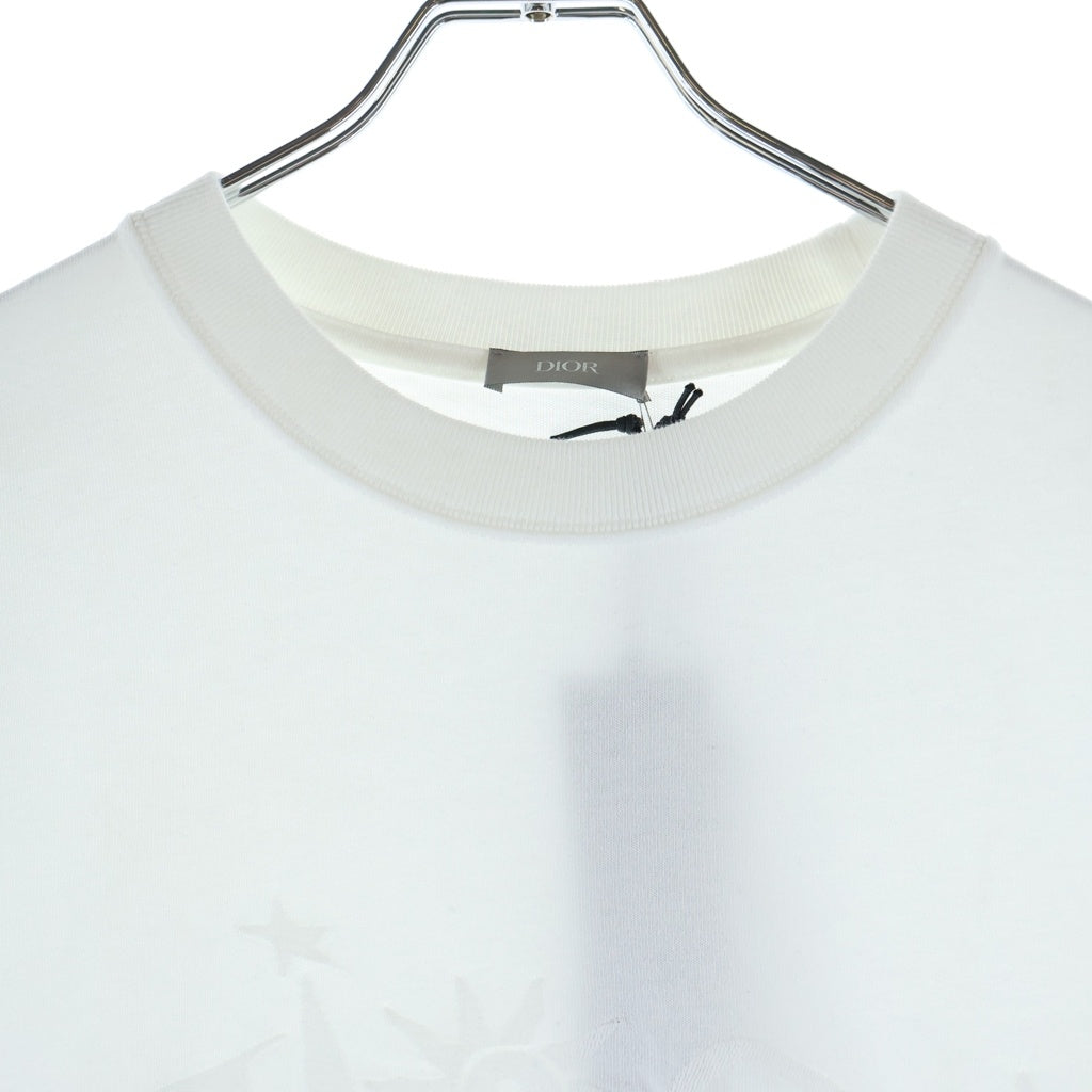 DIOR(ディオール) ×Lewis Hamilton ルイスハミルトン ロゴ刺繍 クルーネック半袖Tシャツカットソー ホワイト 593J696V0554
