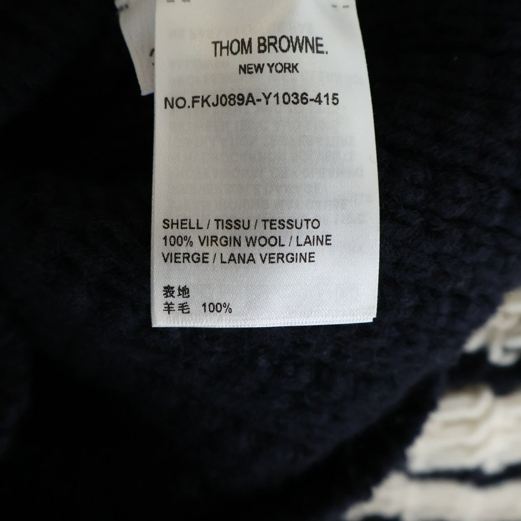 THOM BROWNE(トムブラウン) 4Bar 4バー ウールニット カーディガン ネイビー FKJ089A-Y1036-415 レディース