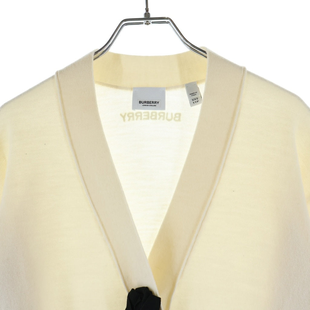 BURBERRY(バーバリー) リボン総柄 ボタンダウン ニットカーディガン アイボリー 8067103 レディース