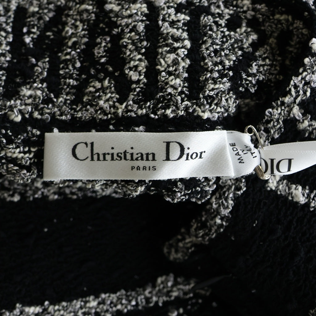 Christian Dior(クリスチャンディオール) 24SS マクロカナージュ テクニカル フレア ツイード ミニスカート ブラック 424J03AM752 レディース