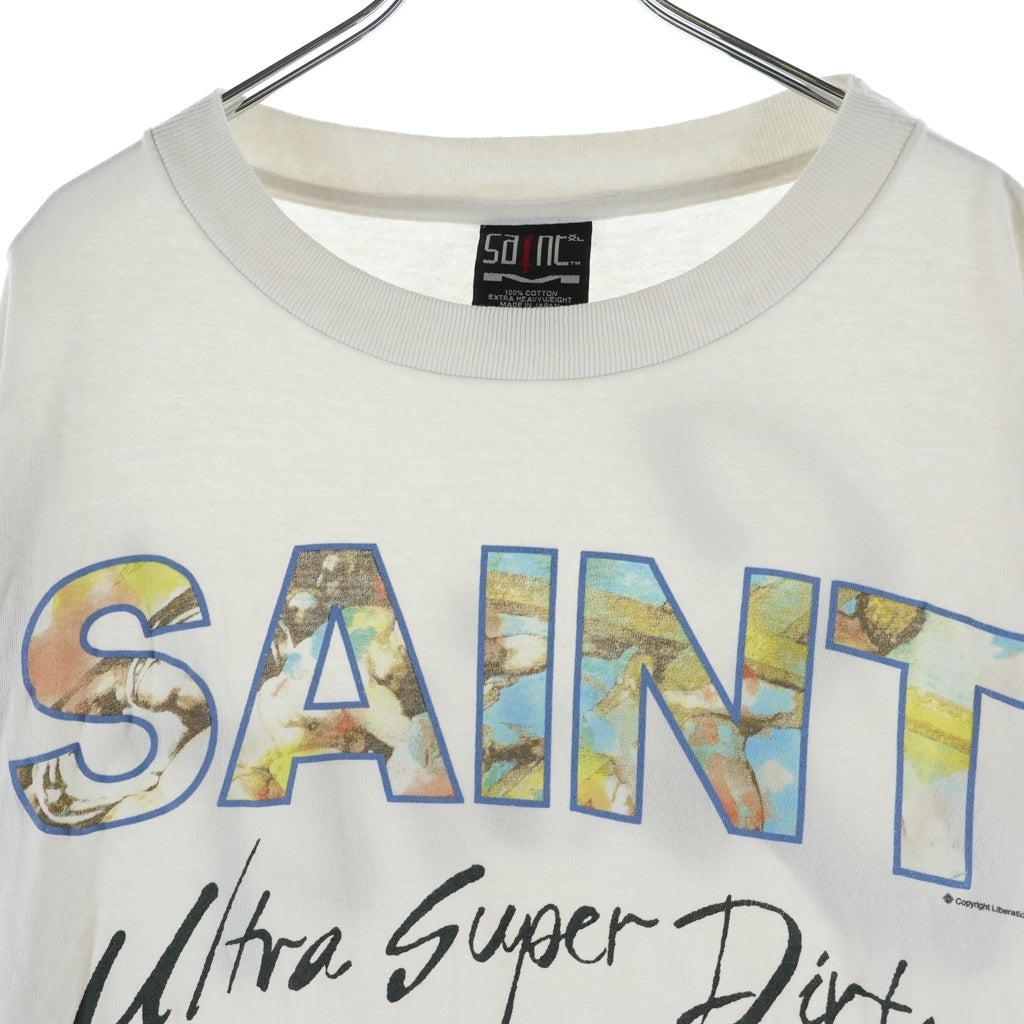 SAINT MICHAEL(セントマイケル) 25SS SUPER DIRTY SS TEE ロゴプリント クルーネック半袖Tシャツカットソー ホワイト SM-HR8-0000-025