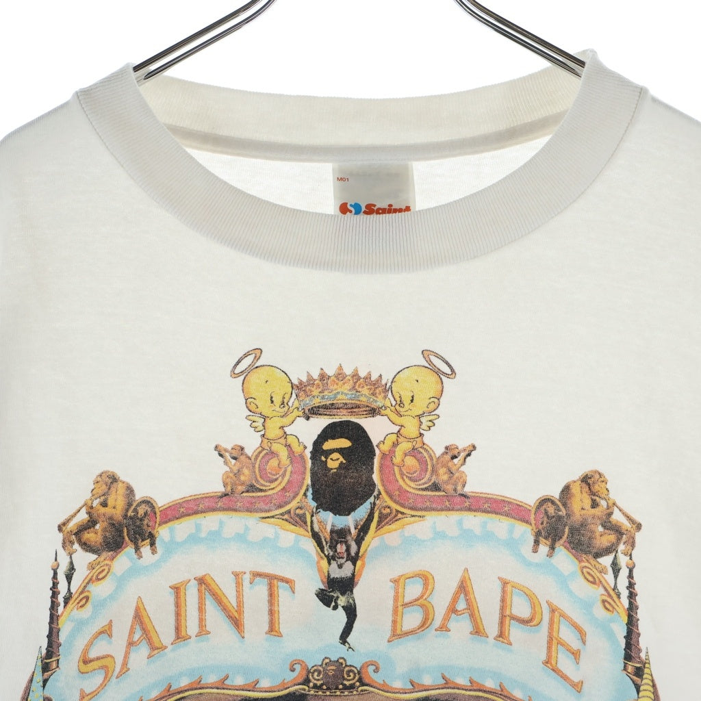SAINT MICHAEL(セントマイケル) 25AW ×BAPE SS TEE GENERATION アベイシングエイプ プリント半袖Tシャツ ホワイト SM-HR1-0000-C36