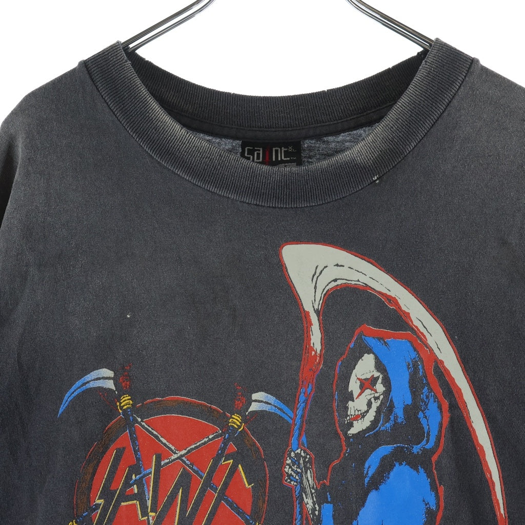 SAINT MICHAEL(セントマイケル) 25AW S/S T-SHIRT BIRTH AND DEATH 両面プリント 半袖Tシャツ カットソー チャコールグレー SM-HR1-0000-007