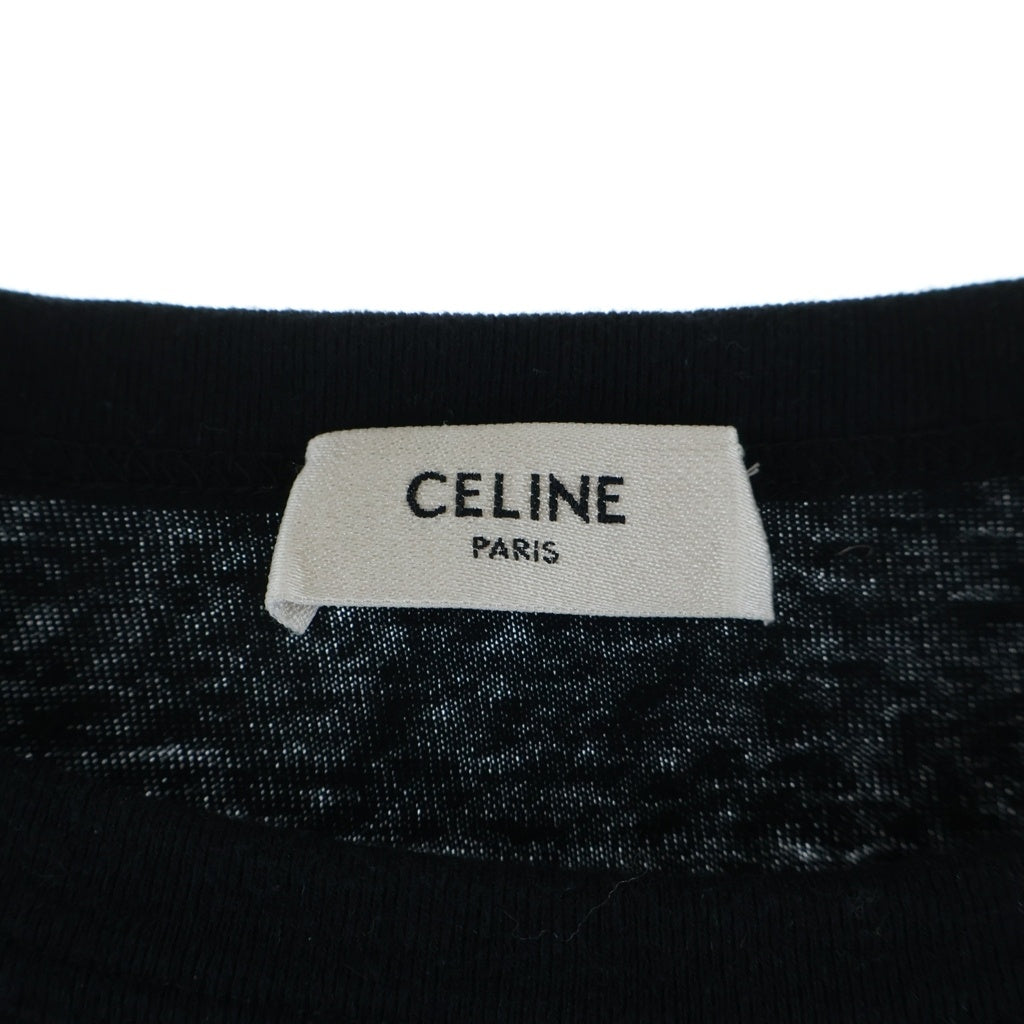 CELINE(セリーヌ) フロントロゴプリント クロップド 七分丈ボクシー Tシャツ レディース ブラック 2X92I668W.38AW