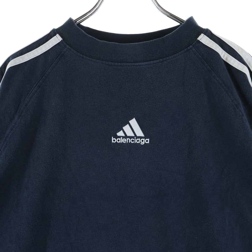 BALENCIAGA(バレンシアガ) ×adidas アディダス オーバーサイズ ロゴ刺繍 半袖Tシャツ ネイビー 724554 TNVA6